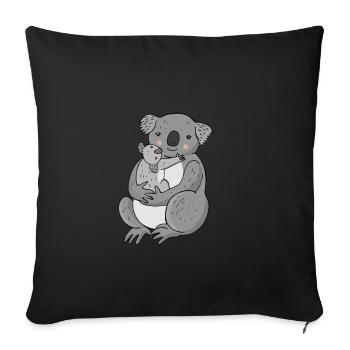 Koala mignon avec bébé koala! - Housse de coussin décorative 45 x 45 cm - noir - Devant