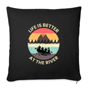 Vintage Rétro Rafting Rafter River Paddle Cadeau - Housse de coussin décorative 45 x 45 cm - noir - Devant