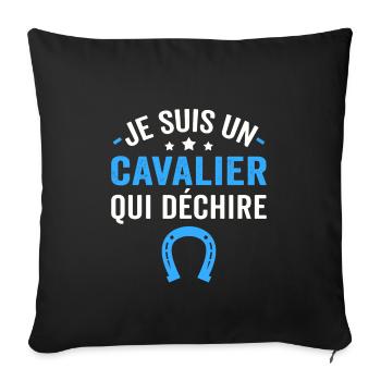 je suis un cavalier qui déchire - Housse de coussin décorative 45 x 45 cm - noir - Devant