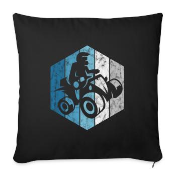 Quad rider quad driving ATV offroad retro motocross - Sofa pillowcase 17,3'' x 17,3'' (45 x 45 cm) - black - Front