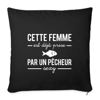 En couple avec un pêcheur pêche - Housse de coussin décorative 45 x 45 cm - noir - Devant