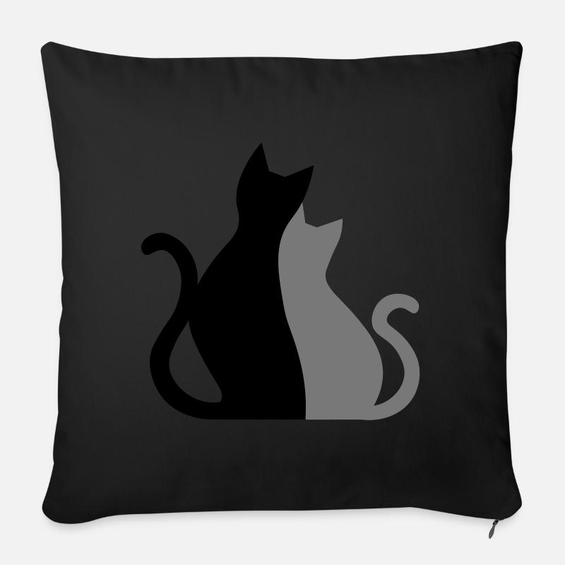 Katzenpaar Cat couple Geschenkidee Katzen - Sofakissenbezug 45 x 45 cm - Schwarz