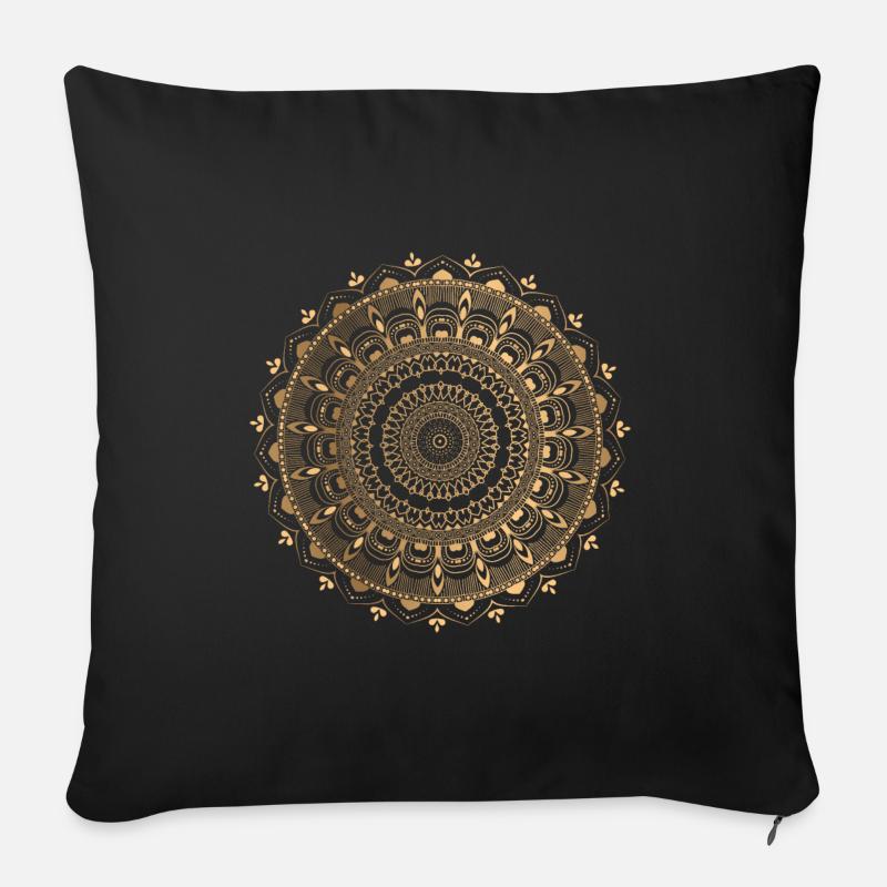 mandala de luxe - décoration florale - Housse de coussin décorative 45 x 45 cm - noir