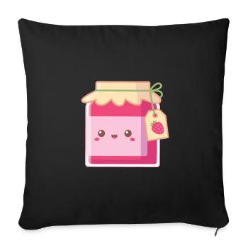 Kawaii Strawberry Jam Bottle With Label Tag - Sofa pillowcase 17,3'' x 17,3'' (45 x 45 cm) - black - Front