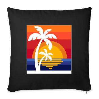 Palm trees Caribbean summer sun beach sea time out - Sofa pillowcase 17,3'' x 17,3'' (45 x 45 cm) - black - Front