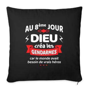 AU 8ème JOUR DIEU CRÉA LES GENDARMES - Housse de coussin décorative 45 x 45 cm - noir - Devant
