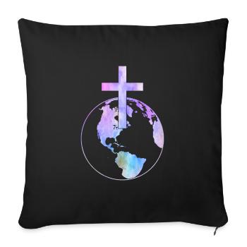 Jesus Shirt God Church Christianity - Sofa pillowcase 17,3'' x 17,3'' (45 x 45 cm) - black - Front