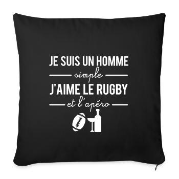 Je suis un homme parfait rugby apéro humour - Housse de coussin décorative 45 x 45 cm - noir - Devant