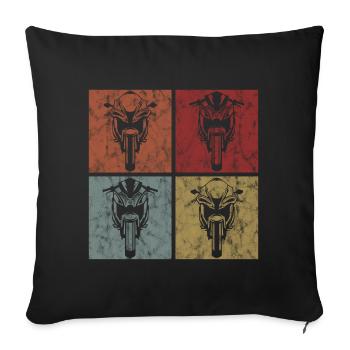 Moto moto moto rétro motocyclistes - Housse de coussin décorative 45 x 45 cm - noir - Devant