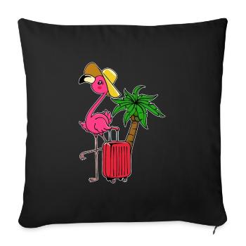 Flamingo Vacation Vacation Palms Voyage dans les Caraïbes - Housse de coussin décorative 45 x 45 cm - noir - Devant