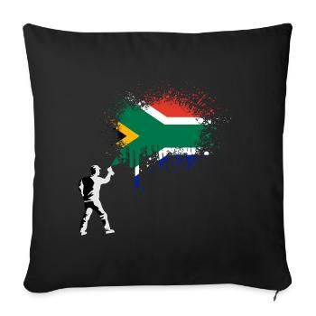 Afrique du Sud drapeau africain Drapeau sud-africain - Housse de coussin décorative 45 x 45 cm - noir - Devant
