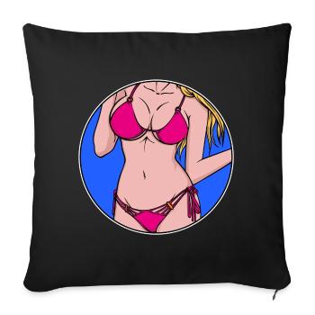 Surfer girl bikini vacation beach sea summer sun - Sofa pillowcase 17,3'' x 17,3'' (45 x 45 cm) - black - Front