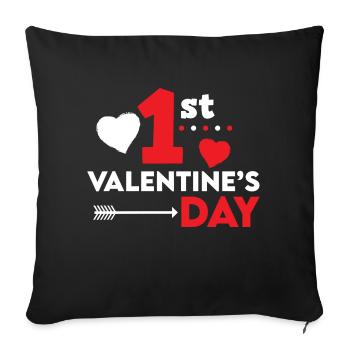 Valentine's Day 1st valentine's day - Sofa pillowcase 17,3'' x 17,3'' (45 x 45 cm) - black - Front