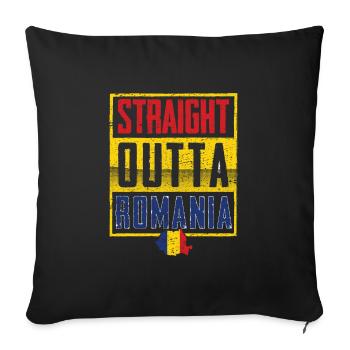 Roumanie - Housse de coussin décorative 45 x 45 cm - noir - Devant