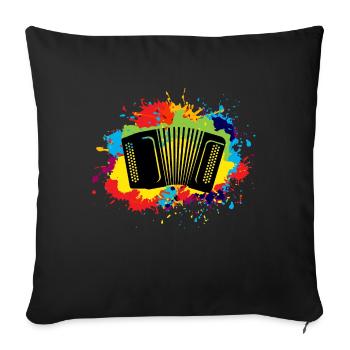 Accordéon Polka Music Music Aquarelle Cadeau - Housse de coussin décorative 45 x 45 cm - noir - Devant