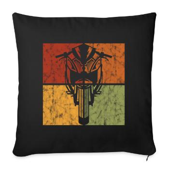 Moto moto moto moto rétro motocyclistes - Housse de coussin décorative 45 x 45 cm - noir - Devant