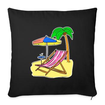 Sun Sea Beach Summer Palm Trees Relax Vacances - Housse de coussin décorative 45 x 45 cm - noir - Devant