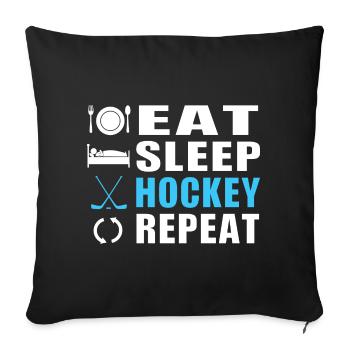 Patin de rondelle de répétition Eat Sleep Hockey - Housse de coussin décorative 45 x 45 cm - noir - Devant
