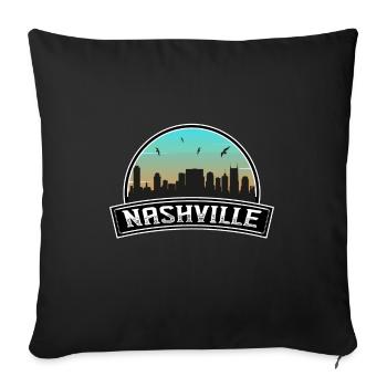 Nashville Tennessee USA Skyline Souvenir - Housse de coussin décorative 45 x 45 cm - noir - Devant