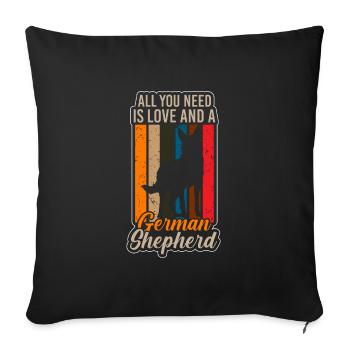 Amoureux des chiens - Housse de coussin décorative 45 x 45 cm - noir - Devant
