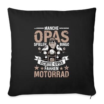 Motorrad Biker Chopper Großvater Opa - Sofakissenbezug 45 x 45 cm - Schwarz - Vorne