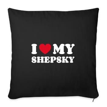 J'aime mon shepsky - Housse de coussin décorative 45 x 45 cm - noir - Devant