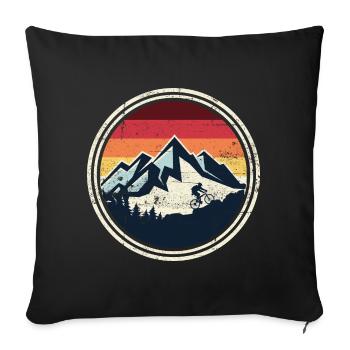 Retro Ridge Mountain Biker Silhouette - Sofa pillowcase 17,3'' x 17,3'' (45 x 45 cm) - black - Front