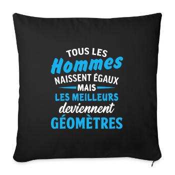 cadeau géomètre - Housse de coussin décorative 45 x 45 cm - noir - Devant