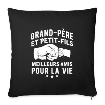 Grandfather and little boys best friends for life - Sofa pillowcase 17,3'' x 17,3'' (45 x 45 cm) - black - Front