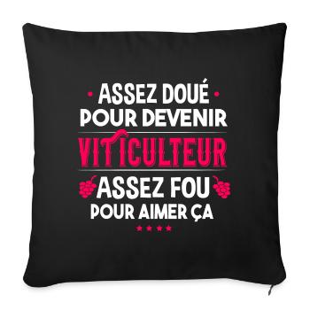 Viticulteur. Cadeau métier vigneron. Viticulture - Housse de coussin décorative 45 x 45 cm - noir - Devant