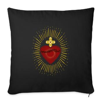 Cœur Sacré de Jésus - Housse de coussin décorative 45 x 45 cm - noir - Devant