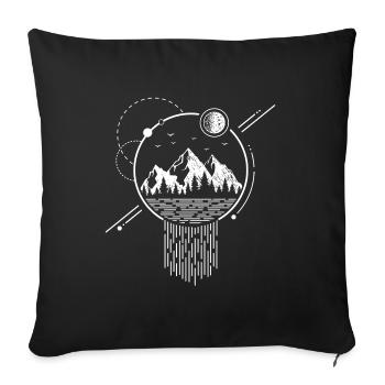 Modern Geometric Nature Mountains Waterfall Boho - Sofa pillowcase 17,3'' x 17,3'' (45 x 45 cm) - black - Front