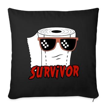 Lunettes de soleil drôles en papier toilette Survivor - Housse de coussin décorative 45 x 45 cm - noir - Devant