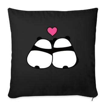panda love - partner motif,valentine day,love - Sofa pillowcase 17,3'' x 17,3'' (45 x 45 cm) - black - Front
