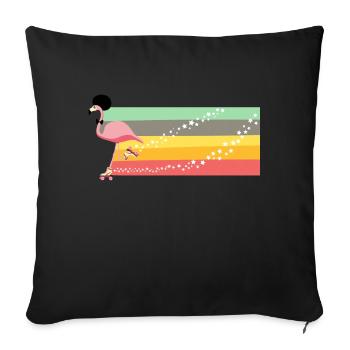 Retro Flamingo Rollerblade - Sofakissenbezug 45 x 45 cm - Schwarz - Vorne