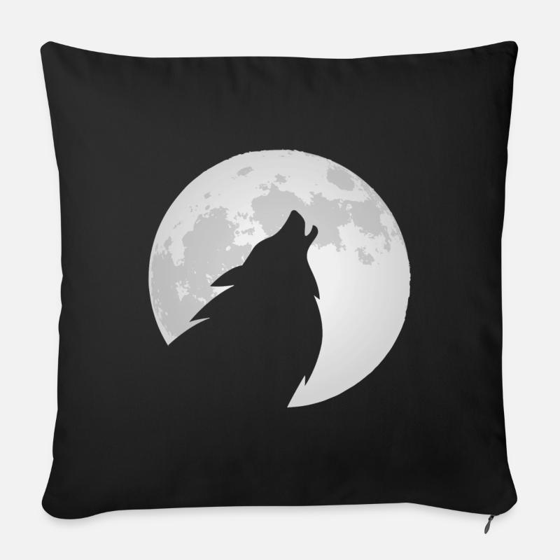 Wolf heult den Mond an - Sofakissenbezug 45 x 45 cm - Schwarz