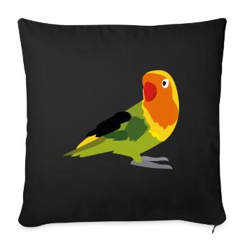Perroquet jaune, vert et orange - Housse de coussin décorative 45 x 45 cm - noir - Devant