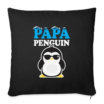 Cadeau de fête des pères papa pingouin - Housse de coussin décorative 45 x 45 cm - noir - Devant