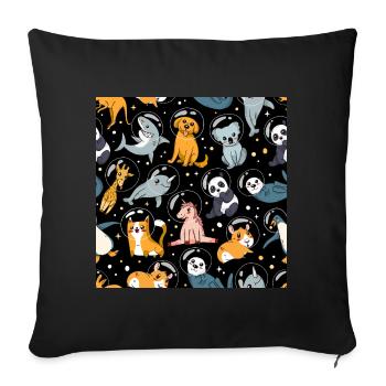 Animaux de l'espace, animaux dans l'espace, animaux astronautes - Housse de coussin décorative 45 x 45 cm - noir - Devant