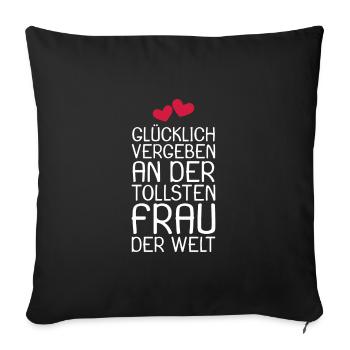 Glücklich vergeben - Sofakissenbezug 45 x 45 cm - Schwarz - Vorne