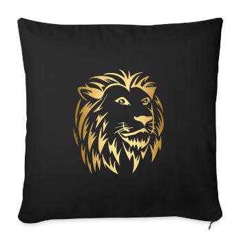 Tête de lion en or - Housse de coussin décorative 45 x 45 cm - noir - Devant