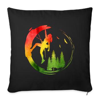Watercolor Female Rock Climber Forest Adventure - Sofa pillowcase 17,3'' x 17,3'' (45 x 45 cm) - black - Front