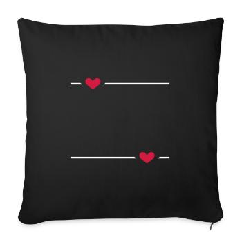 Linie Herz Strich Ornament - Sofakissenbezug 45 x 45 cm - Schwarz - Vorne