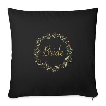 Gold glitter bridal wreath - Sofa pillowcase 17,3'' x 17,3'' (45 x 45 cm) - black - Front