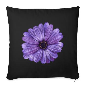 T-shirt à fleurs, aspect toile à motif floral - Housse de coussin décorative 45 x 45 cm - noir - Devant