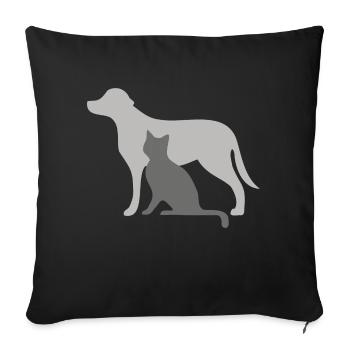 Dog and cat - Sofa pillowcase 17,3'' x 17,3'' (45 x 45 cm) - black - Front