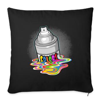 paint bomb and drippings - Sofa pillowcase 17,3'' x 17,3'' (45 x 45 cm) - black - Front