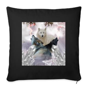 Loups impressionnants - Housse de coussin décorative 45 x 45 cm - noir - Devant