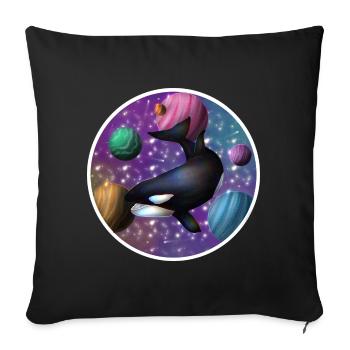 orque dans l’espace - Housse de coussin décorative 45 x 45 cm - noir - Devant