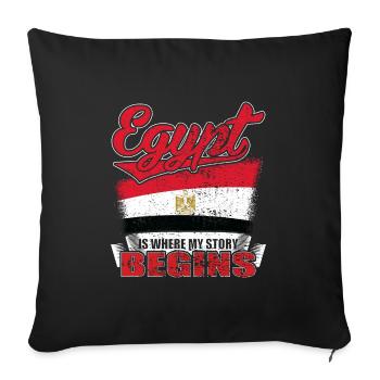 My story begins in Egypt - Sofa pillowcase 17,3'' x 17,3'' (45 x 45 cm) - black - Front